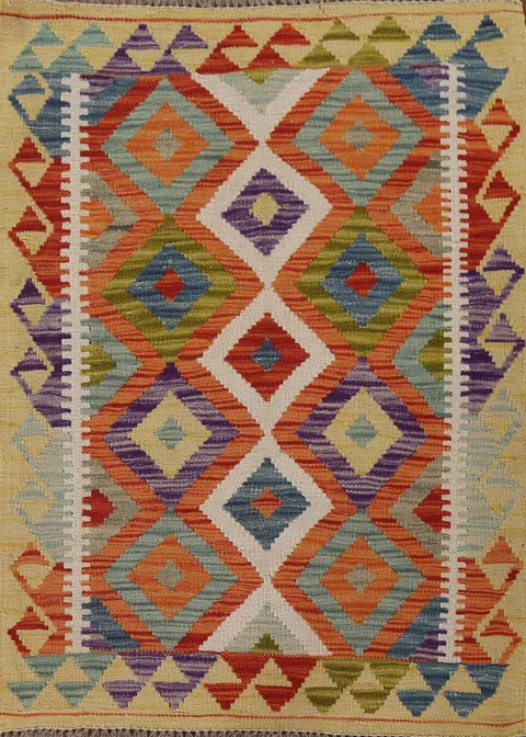 South Western Wool Kilim Oriental Accent Rug 3x4