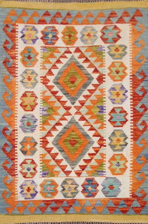 South Western Wool Kilim Oriental Accent Rug 3x4