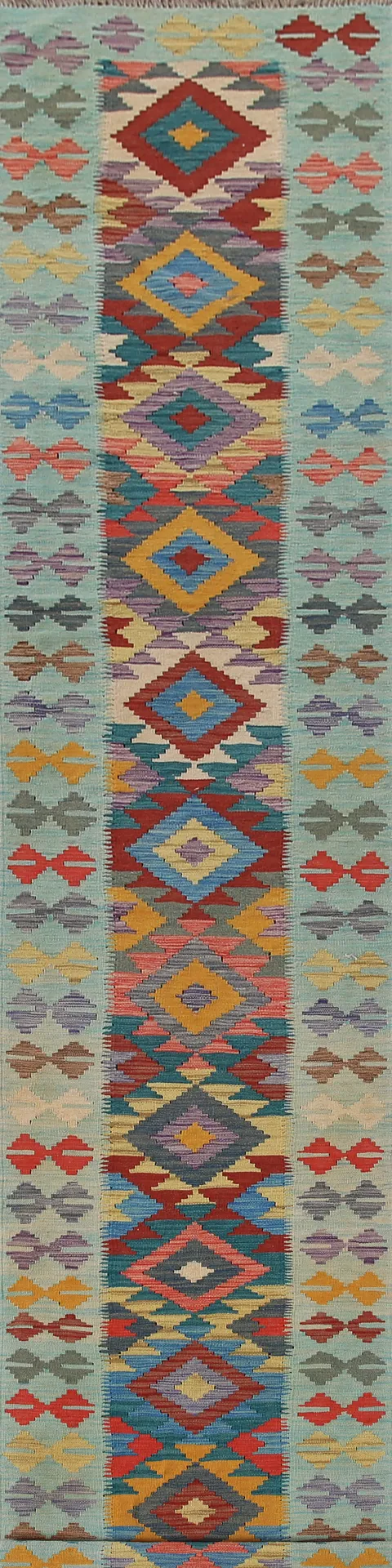 Flat-Weave Kilim Long Runner Rug 3x16