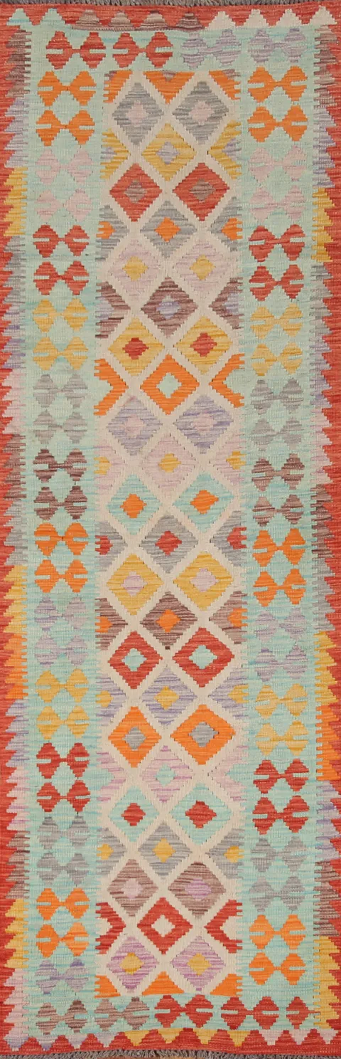 Reversible Wool Kilim Runner Rug 3x10