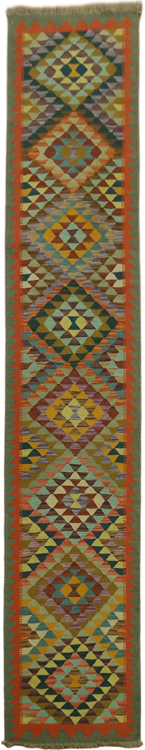 Multicolor Wool Kilim Oriental Runner Rug 3x10
