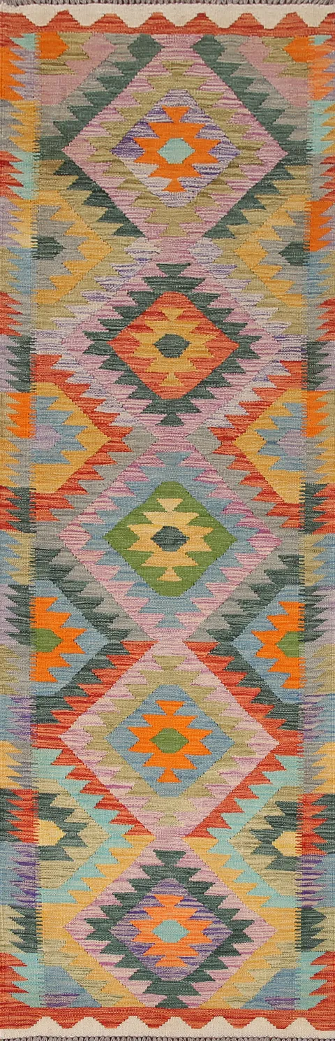 South Western Wool Kilim Oriental Runner Rug 3x10