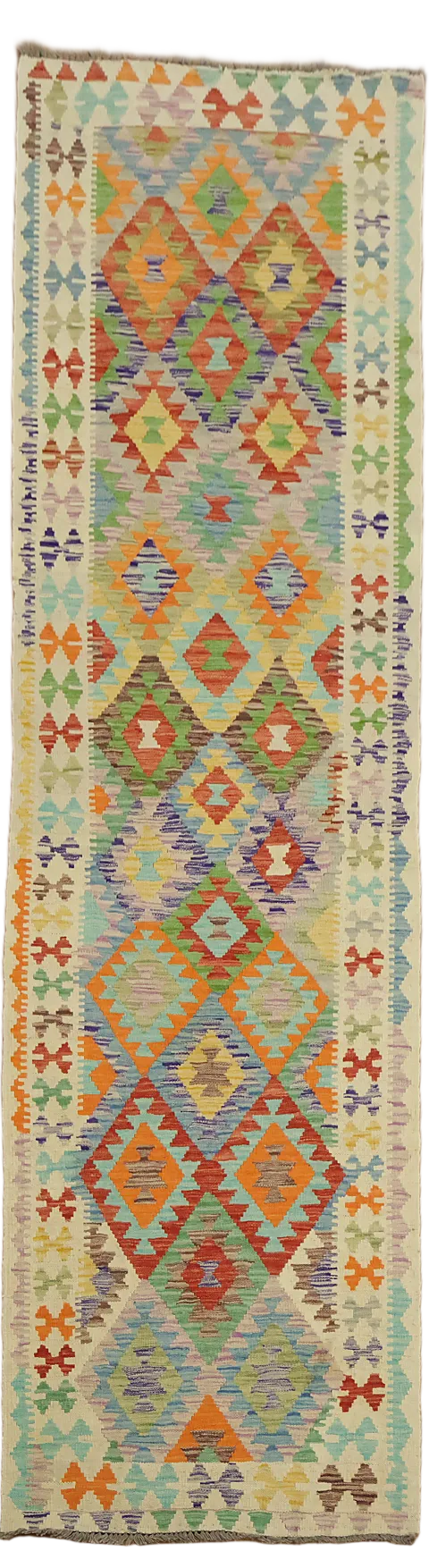 Multicolor Wool Kilim Oriental Runner Rug 3x10