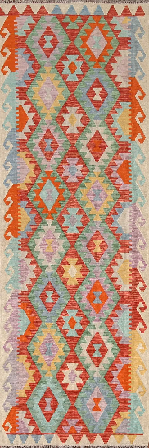 Multicolor Wool Kilim Oriental Runner Rug 3x10