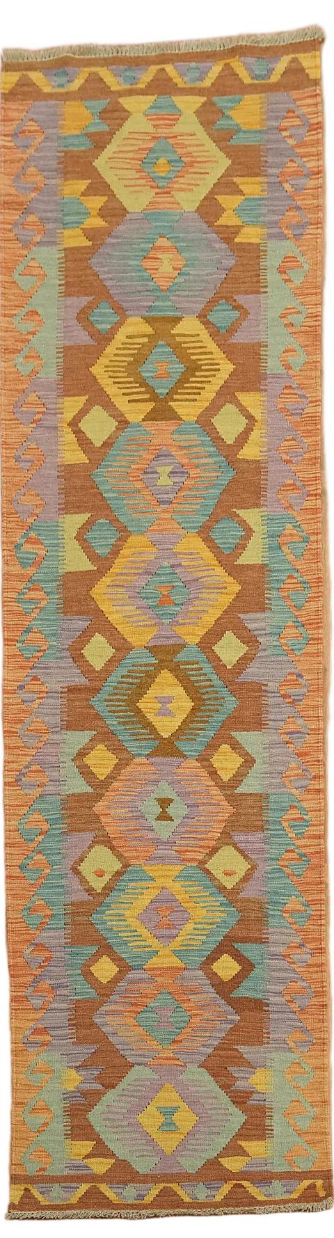 Geometric Kilim Oriental Runner Rug 3x10