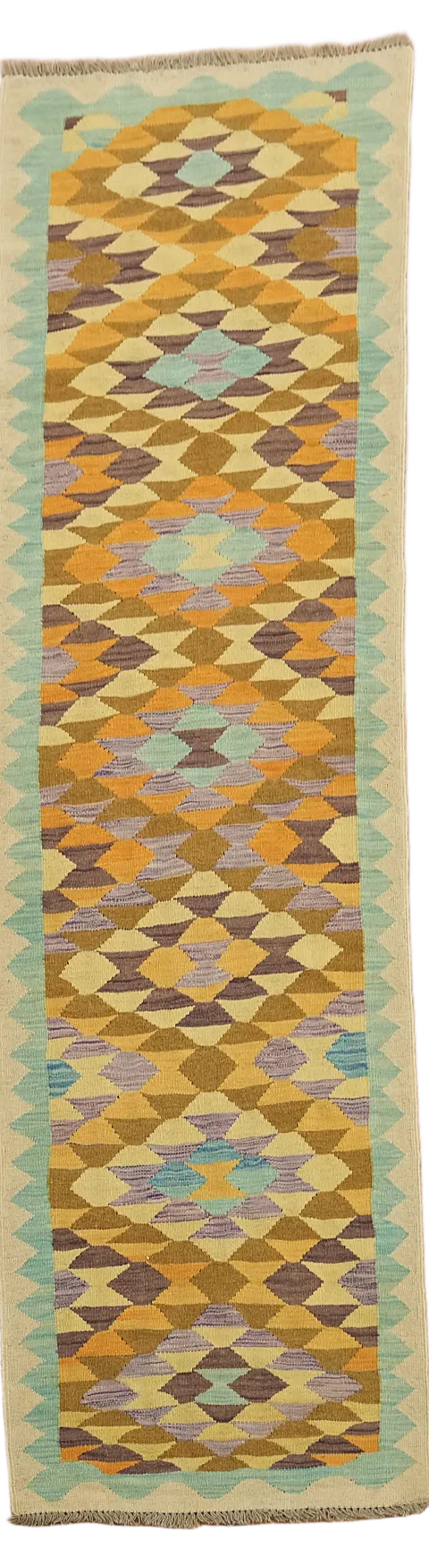 Reversible Wool Kilim Oriental Runner Rug 3x10