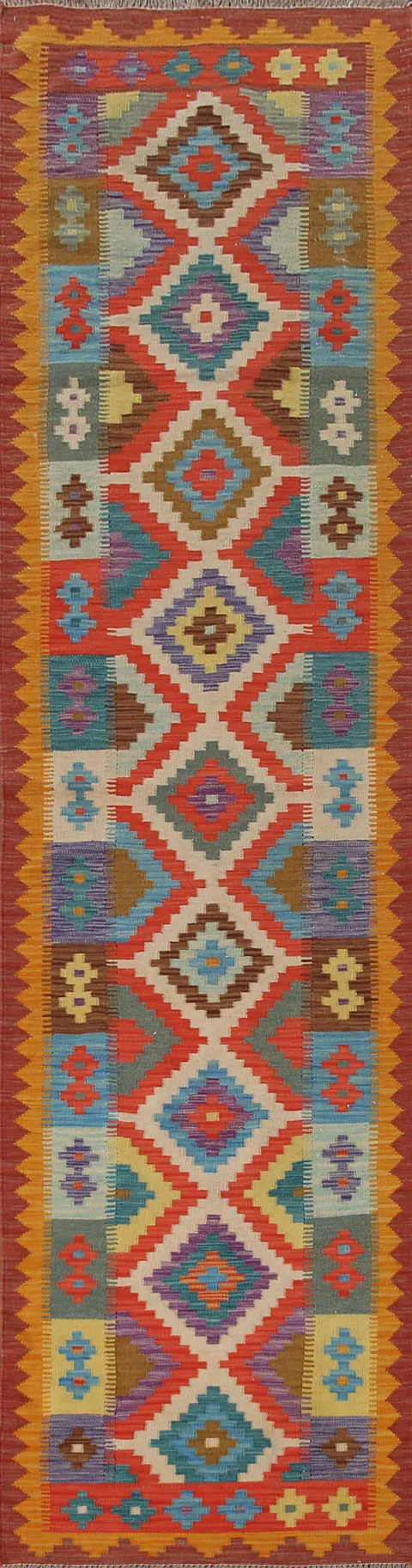 Geometric Kilim Oriental Runner Rug 3x13