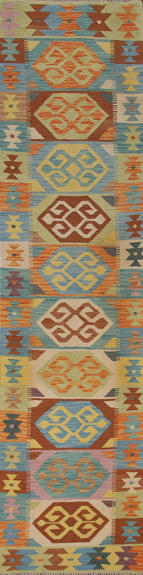 Multicolor Kilim Oriental Runner Rug 3x13