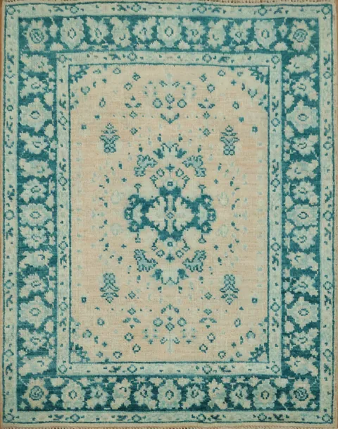 Vegetable Dye Oushak Turkish Foyer Rug 3x4