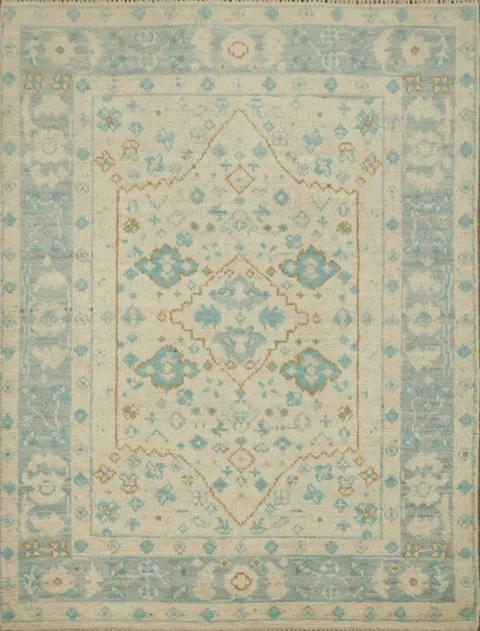 Vegetable Dye Oushak Turkish Foyer Rug 3x4