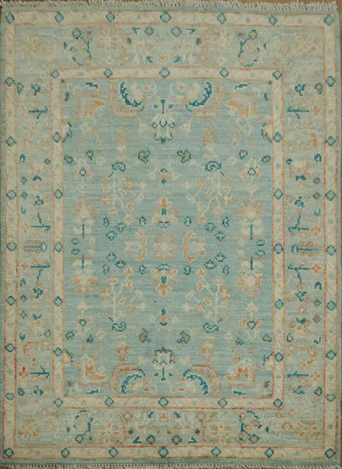 Vegetable Dye Oushak Turkish Foyer Rug 3x4