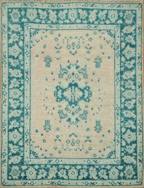 Vegetable Dye Oushak Turkish Accent Rug 3x4