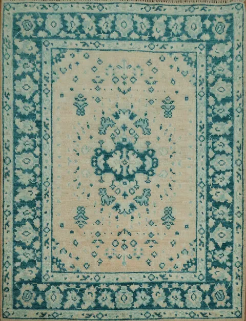 Vegetable Dye Oushak Turkish Foyer Rug 3x4