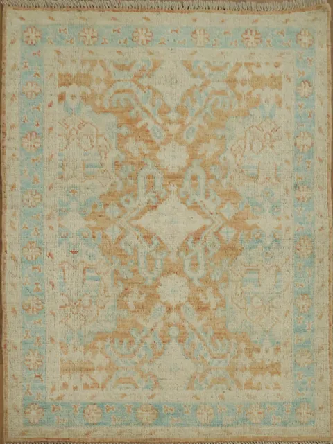 Vegetable Dye Oushak Turkish Wool Rug 3x4