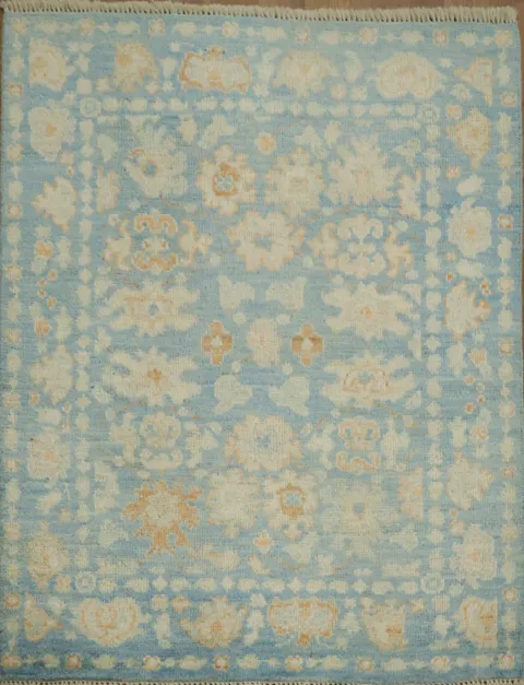 Blue Oushak Vegetable Dye Turkish Rug 3x4