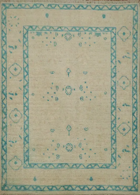 Vegetable Dye Oushak Turkish Accent Rug 3x4