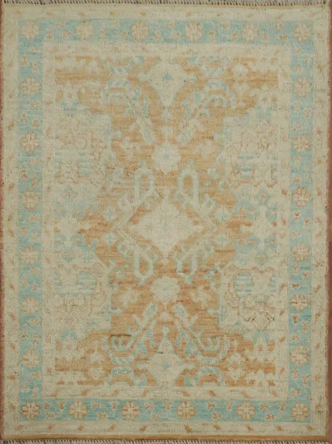 Vegetable Dye Oushak Turkish Foyer Rug 3x4
