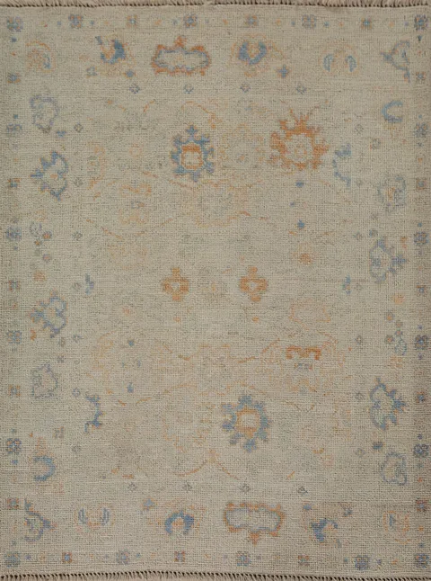 Vegetable Dye Oushak Accent Turkish Rug 3x4