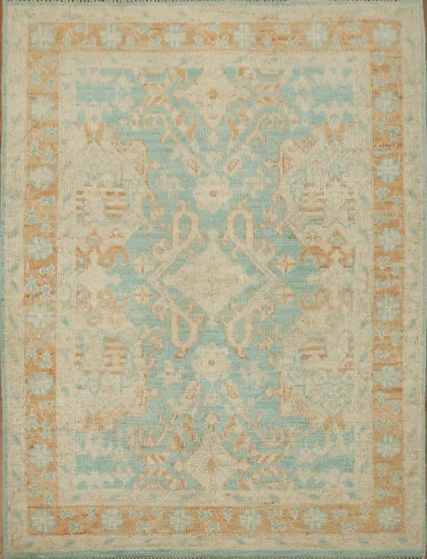 Vegetable Dye Oushak Turkish Accent Rug 3x4