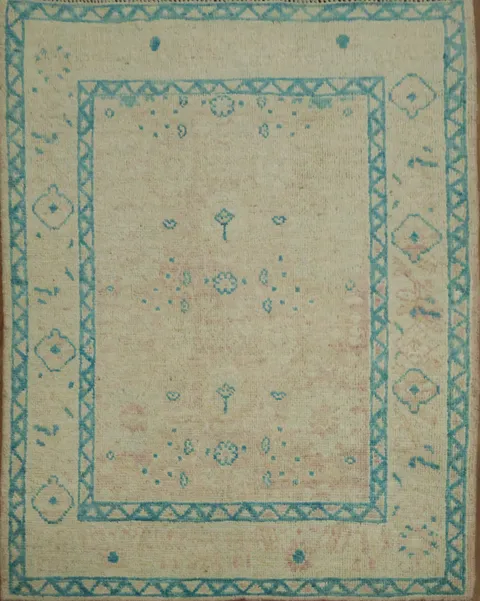 Vegetable Dye Oushak Turkish Foyer Rug 3x4
