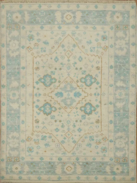 Vegetable Dye Oushak Turkish Foyer Rug 3x4