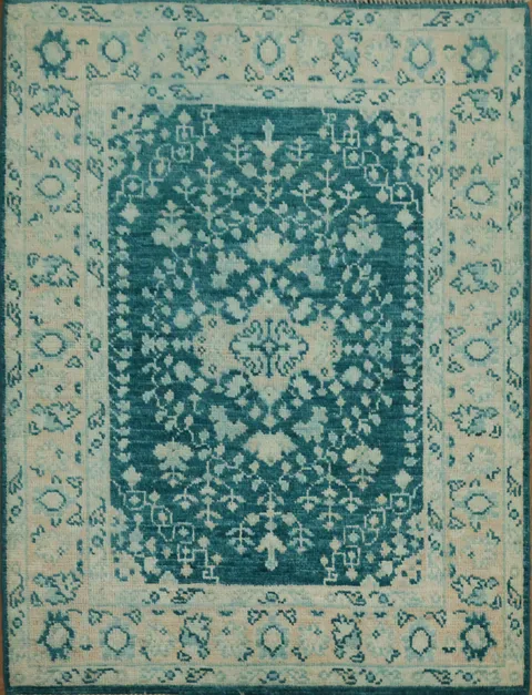 Vegetable Dye Oushak Turkish Accent Rug 3x4
