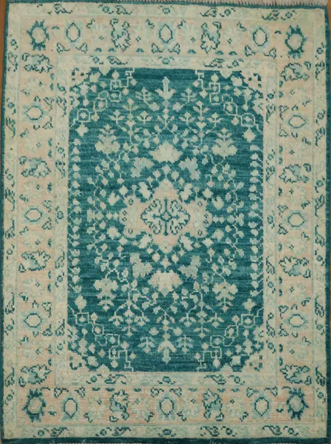 Vegetable Dye Oushak Turkish Accent Rug 3x4