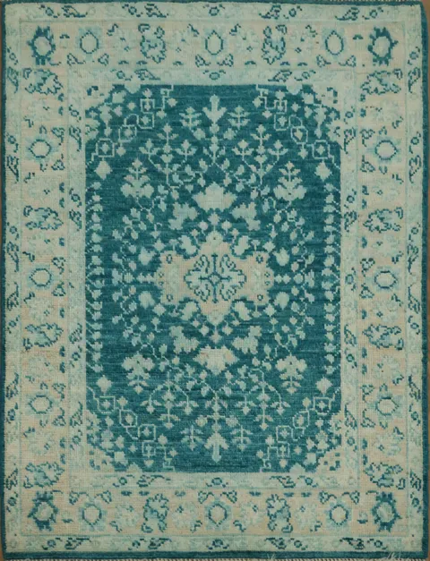 Vegetable Dye Oushak Turkish Foyer Rug 3x4