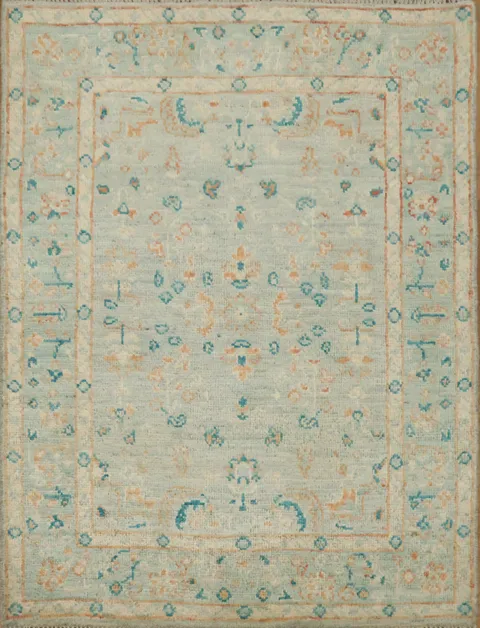 Vegetable Dye Oushak Turkish Foyer Rug 3x4