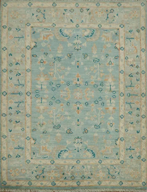 Vegetable Dye Oushak Turkish Foyer Rug 3x4