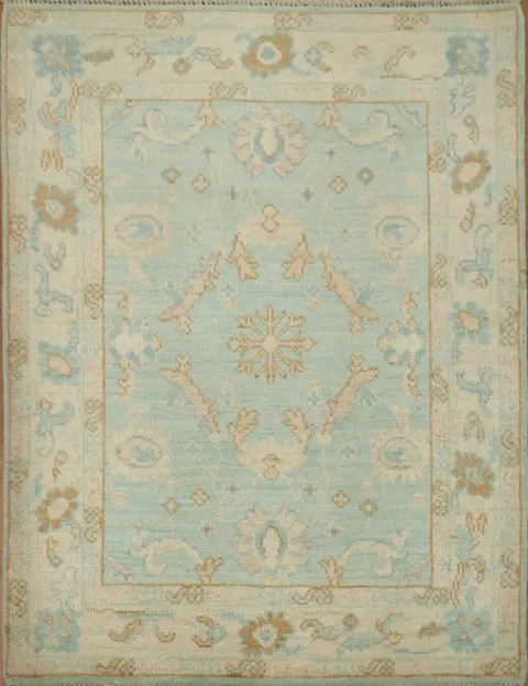 Vegetable Dye Oushak Turkish Foyer Rug 3x4