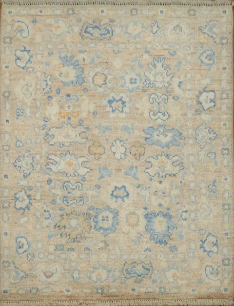 Vegetable Dye Oushak Turkish Foyer Rug 3x4