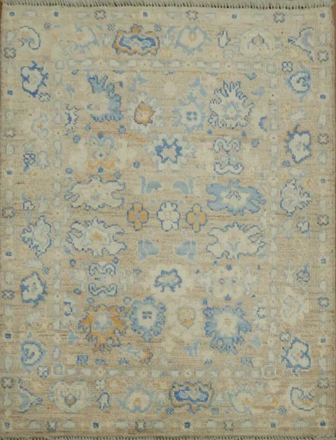 Vegetable Dye Oushak Turkish Rug 3x4