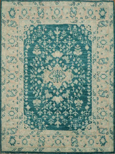 Vegetable Dye Oushak Turkish Foyer Rug 3x4