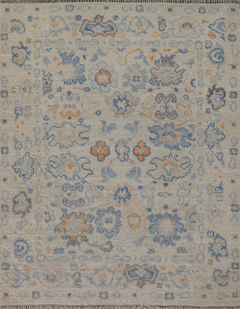 Vegetable Dye Oushak Turkish Foyer Rug 3x4