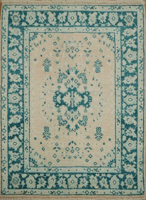 Vegetable Dye Oushak Turkish Foyer Rug 3x4