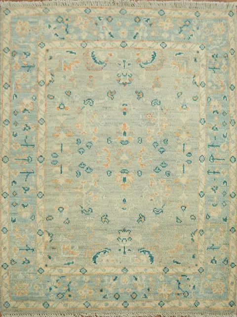 Floral Oushak Vegetable Dye Wool Rug 3x4