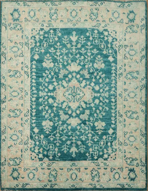 Vegetable Dye Oushak Turkish Accent Rug 3x4