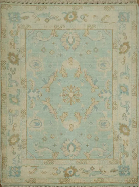 Vegetable Dye Oushak Turkish Accent Rug 3x4