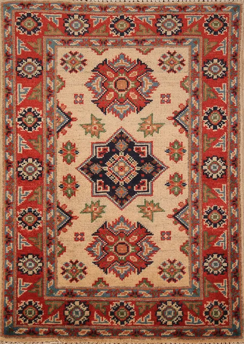 Geometric Kazak Wool Oriental Rug 2x3