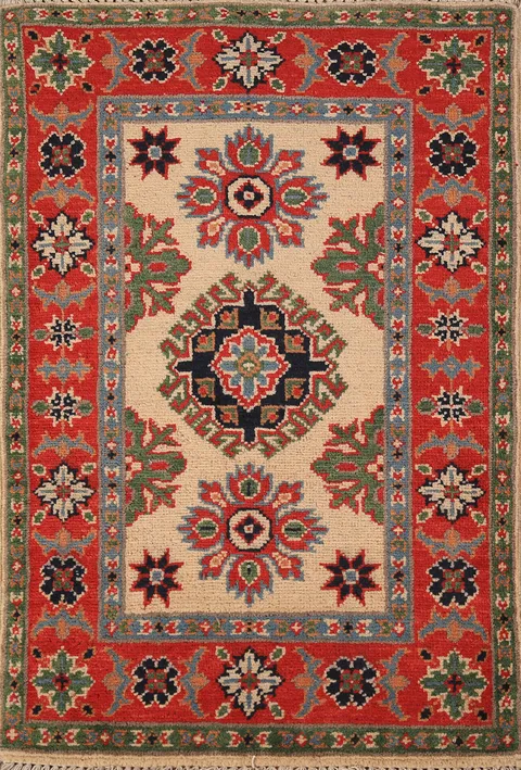 Geometric Kazak Wool Oriental Rug 2x3