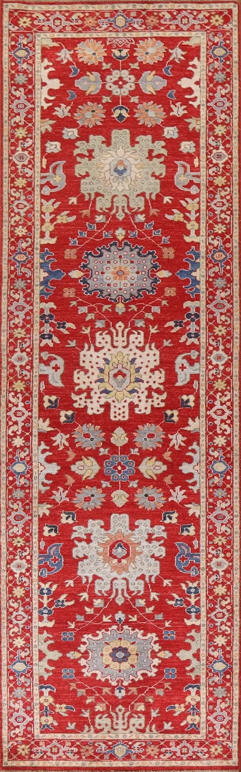 Vegetable Dye Heriz Serapi Red Wool Runner Rug 3x12