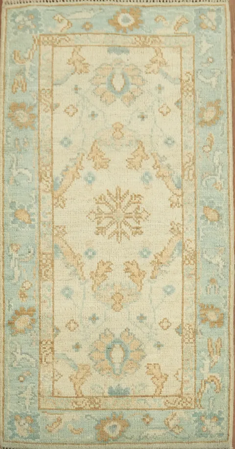 Vegetable Dye Oushak Turkish Accent Rug 2x4