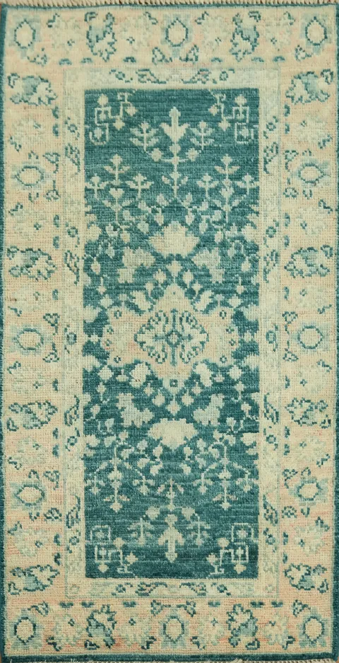 Teal Green Oushak Turkish Accent Rug 2x4
