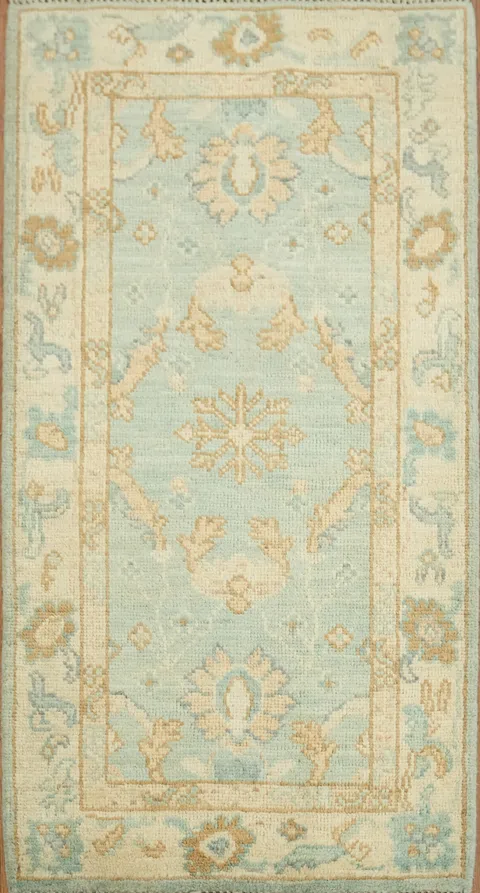 Vegetable Dye Oushak Turkish Accent Rug 2x4