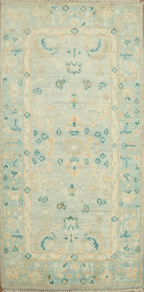 Blue Oushak Oriental Vegetable Dye Accent Rug 2x4
