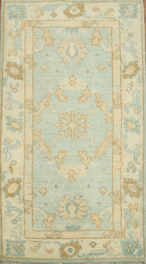 Turkish Oushak Vegetable Dye Foyer Rug 2x4