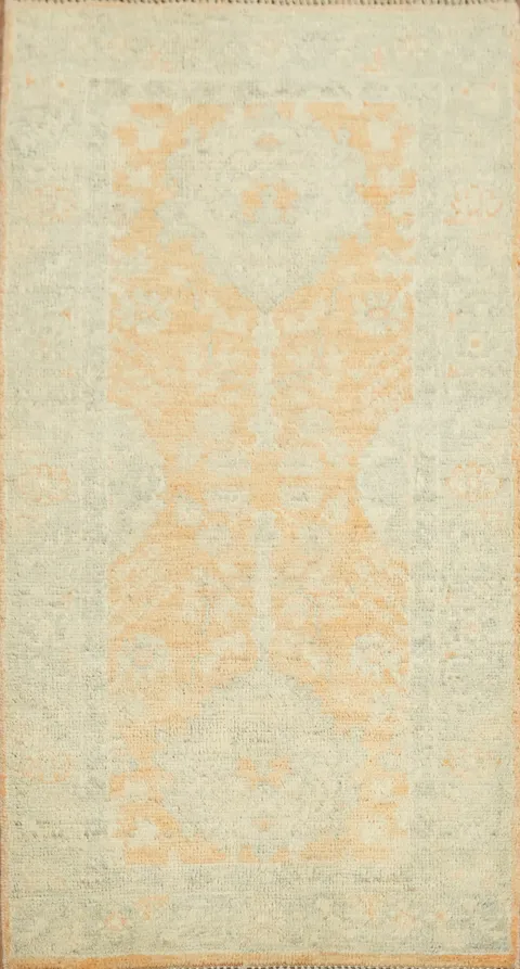 Orange Oushak Vegetable Dye Turkish Rug 2x4