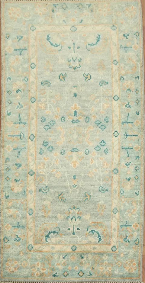 Vegetable Dye Oushak Turkish Foyer Rug 2x4