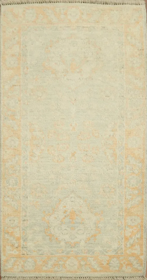 Muted Oushak Vegetable Dye Turkish Rug 2x4 ft